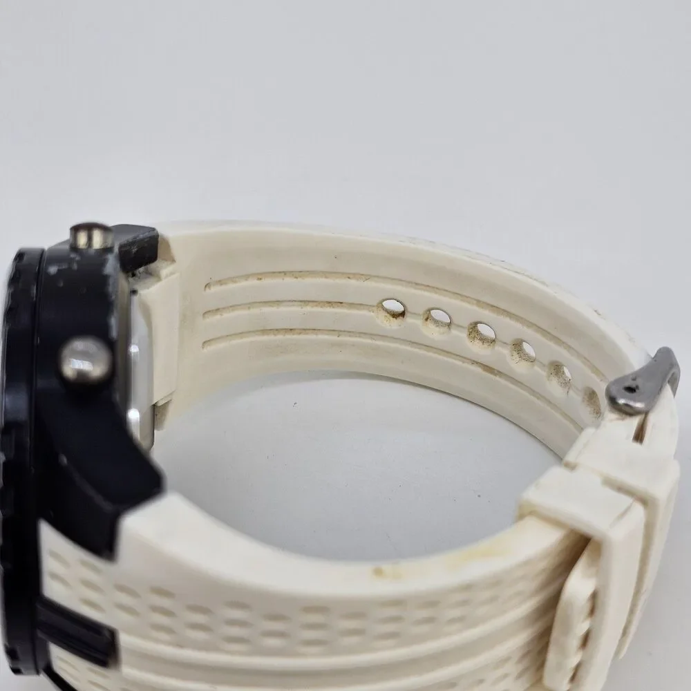 US POLO ASSN Men's Watch Digital Analog 48MM White‎ Platic Bands New Battery